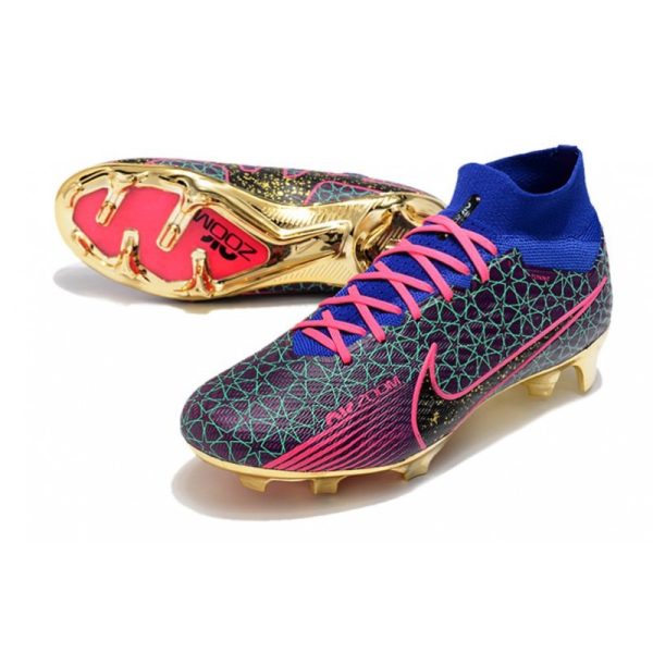 Crampon Nike Zoom Mercurial Superfly IX Elite FG Bleu Rosa Noir