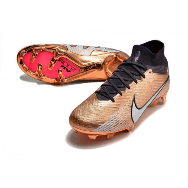Crampon Nike Zoom Mercurial Superfly IX Elite FG Mbappe Cuivre Métallique