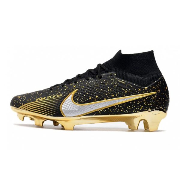 Crampon Nike Zoom Mercurial Superfly IX Elite FG Noir Argent Or