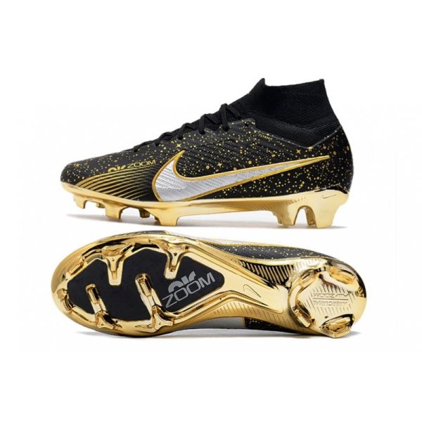 Crampon Nike Zoom Mercurial Superfly IX Elite FG Noir Argent Or