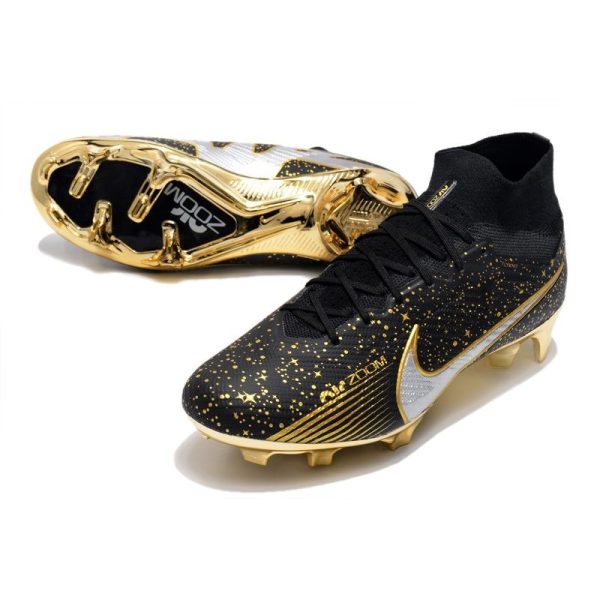 Crampon Nike Zoom Mercurial Superfly IX Elite FG Noir Argent Or