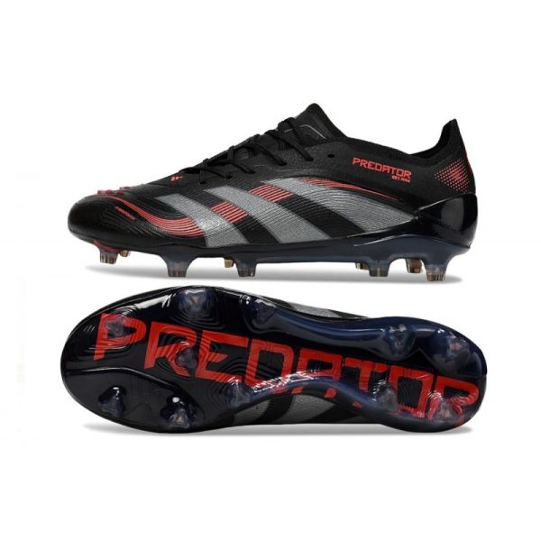 Crampon adidas Predator Elite FG Noir Gris Quatre Rouge Lucide