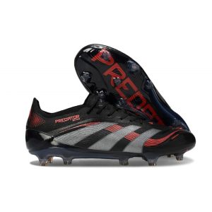Chaussures de foot adidas Predator Elite FG Noir Gris Quatre Rouge Lucide