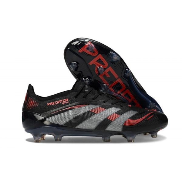 Chaussures de foot adidas Predator Elite FG Noir Gris Quatre Rouge Lucide