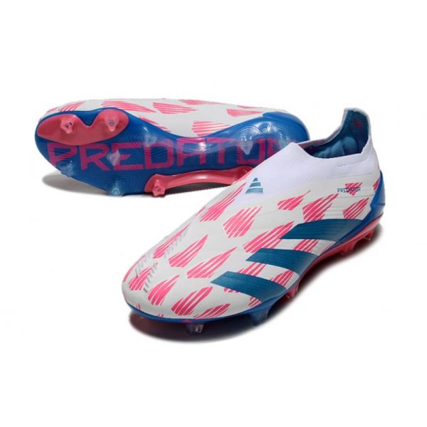 Crampons adidas Predator Elite LL FG Blanc Ftwr Bleu Solaire Rose Solaire
