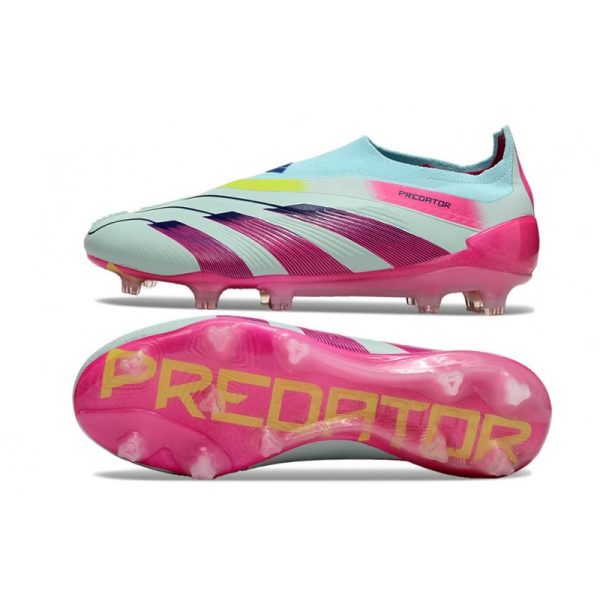 Crampons adidas Predator Elite LL FG Bleu Très Pâle Rose Lucide Jaune Semi Solaire