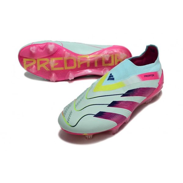 Crampons adidas Predator Elite LL FG Bleu Très Pâle Rose Lucide Jaune Semi Solaire
