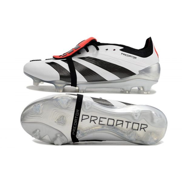 Crampons adidas Predator Elite Tongue FG Blanc Noir Rouge