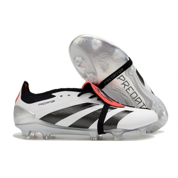 Chaussures de foot adidas Predator Elite Tongue FG Blanc Noir Rouge