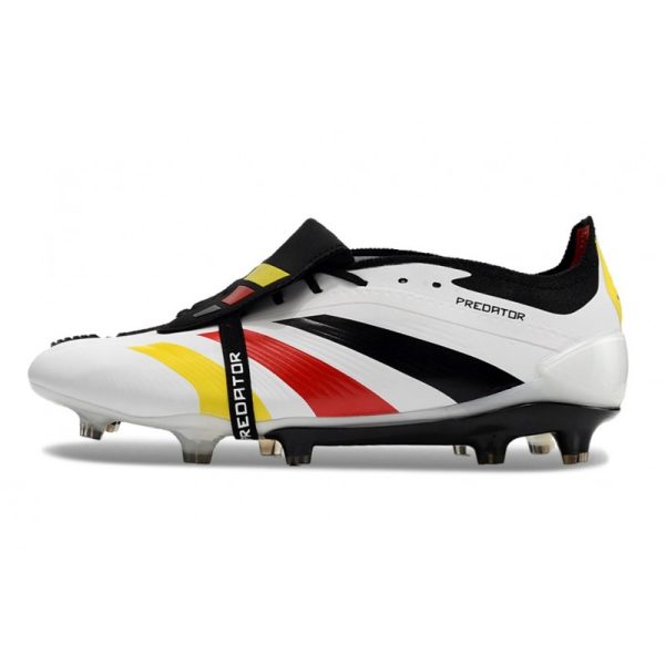 Crampons adidas Predator Elite Tongue FG Blanc Noir Rouge Jaune