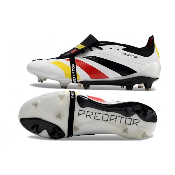 Crampons adidas Predator Elite Tongue FG Blanc Noir Rouge Jaune