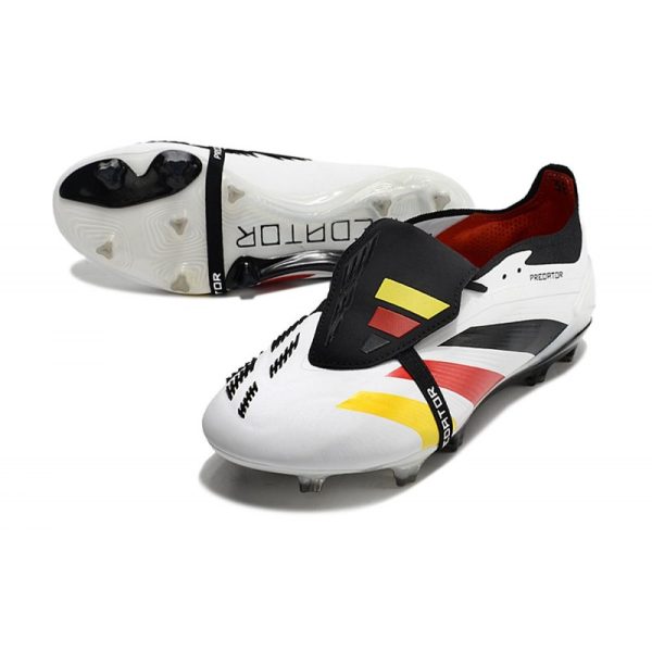 Crampons adidas Predator Elite Tongue FG Blanc Noir Rouge Jaune