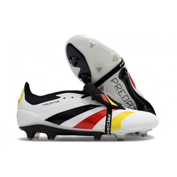 Crampons adidas Predator Elite Tongue FG Blanc Noir Rouge Jaune