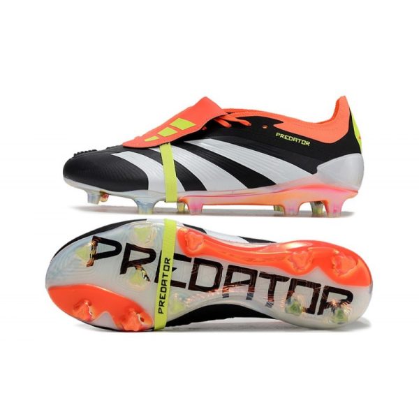 Crampons adidas Predator Elite Tongue FG Noir Banc Rouge Solaire
