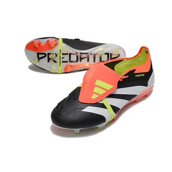 Crampons adidas Predator Elite Tongue FG Noir Banc Rouge Solaire