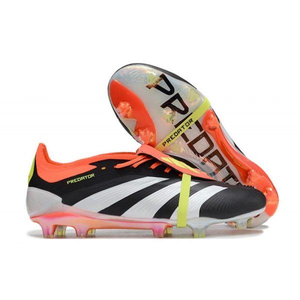 Crampons adidas Predator Elite Tongue FG Noir Banc Rouge Solaire