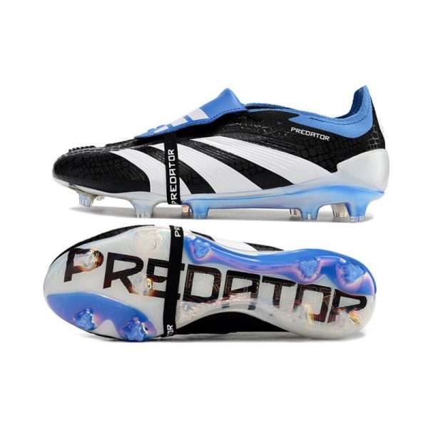 Crampons adidas Predator Elite Tongue FG Noir Blanc Bleu