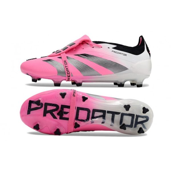 Crampons adidas Predator Elite Tongue FG Rose Blanc Noir