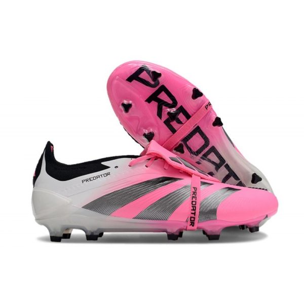 Chaussures de foot adidas Predator Elite Tongue FG Rose Blanc Noir