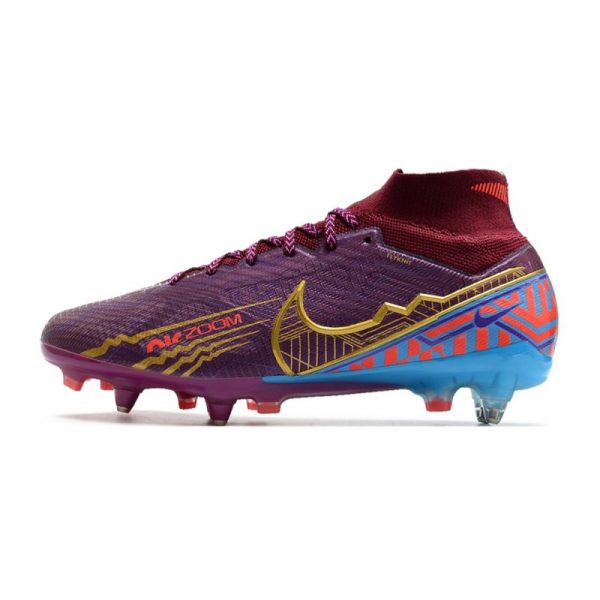 Nike Air Zoom Mercurial Superfly 9 Elite SG-Pro KM Foncé Betterave Mtlc Vivid Or