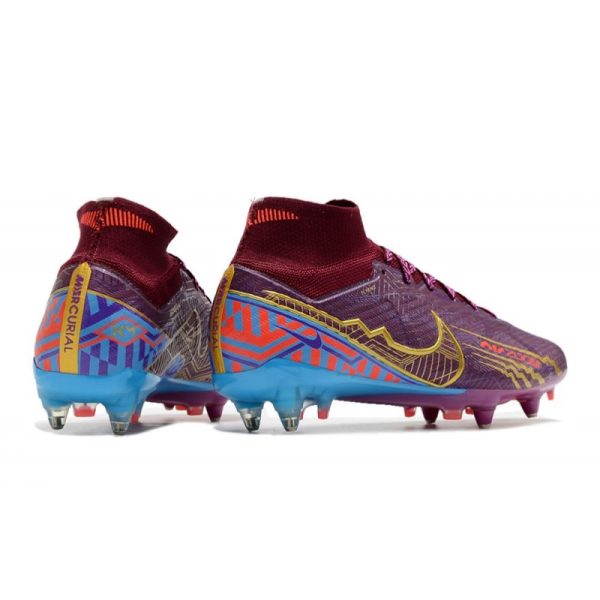 Nike Air Zoom Mercurial Superfly 9 Elite SG-Pro KM Foncé Betterave Mtlc Vivid Or
