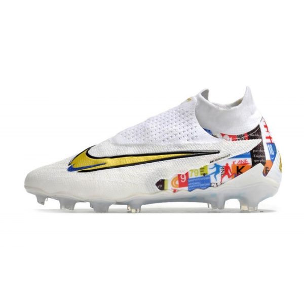 Nike Phantom GX Elite DF FG Crampons Blanc Or