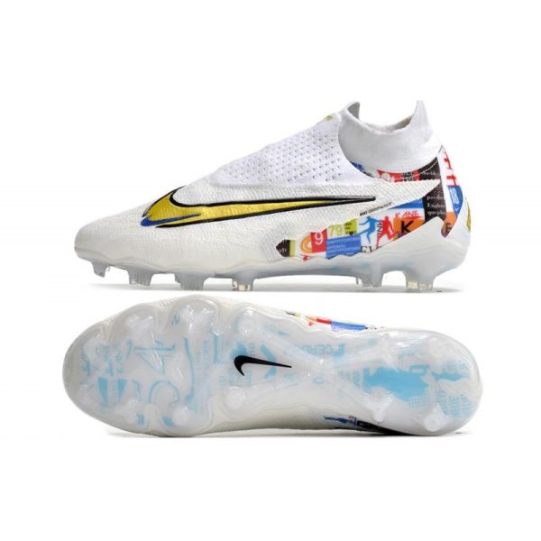 Nike Phantom GX Elite DF FG Crampons Blanc Or