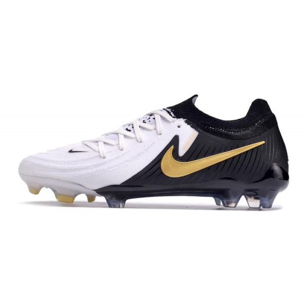 Nike Phantom Luna 2 Elite Low FG Blanc Noir Pièce Dor Métallique