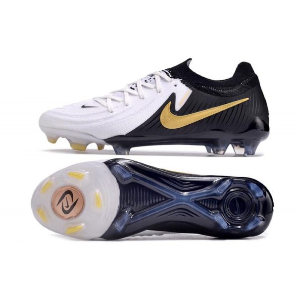 Nike Phantom Luna 2 Elite Low FG Blanc Noir Pièce Dor Métallique