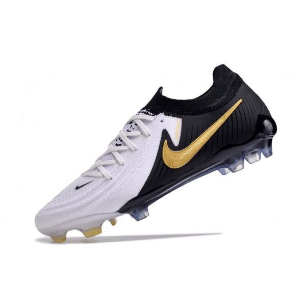 Nike Phantom Luna 2 Elite Low FG Blanc Noir Pièce Dor Métallique