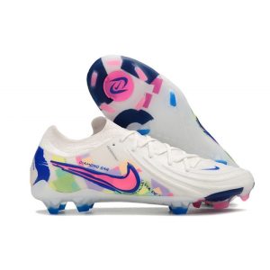 Chaussures de foot Nike Phantom Luna 2 Elite Low FG Blanc Rose Bleu