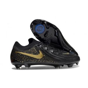 Chaussures de foot Nike Phantom Luna 2 Elite Low FG Noir Or Monnaie Métallique