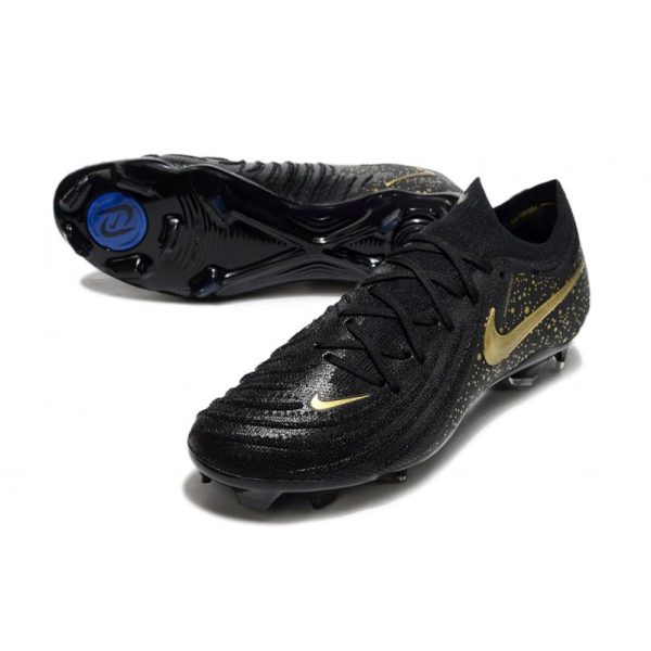 Nike Phantom Luna 2 Elite Low FG Noir Or Monnaie Métallique