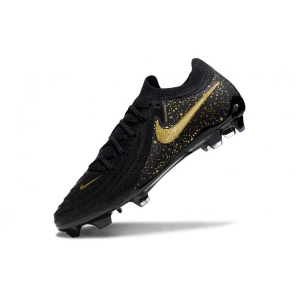 Nike Phantom Luna 2 Elite Low FG Noir Or Monnaie Métallique