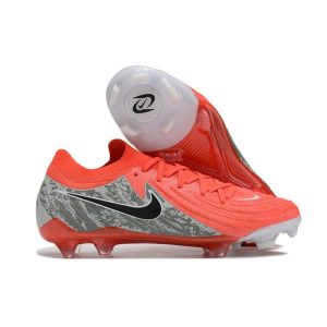 Chaussures de foot Nike Phantom Luna 2 Elite Low FG Rouge Gris
