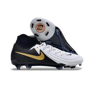 Chaussures de foot Nike Phantom Luna II Elite FG Blanc Noir Pièce Dor Métallique