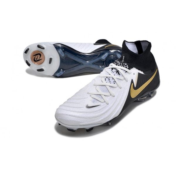 Nike Phantom Luna II Elite FG Blanc Noir Pièce Dor Métallique