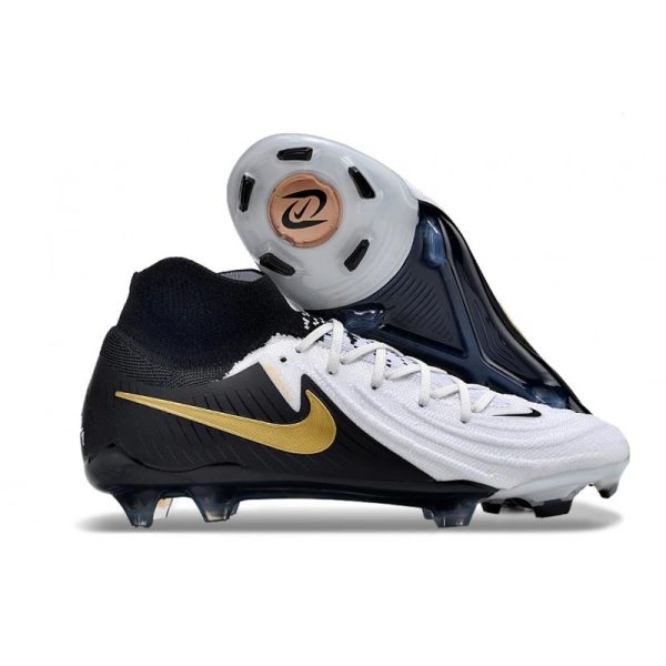 Chaussures de foot Nike Phantom Luna II Elite FG Blanc Noir Pièce Dor Métallique