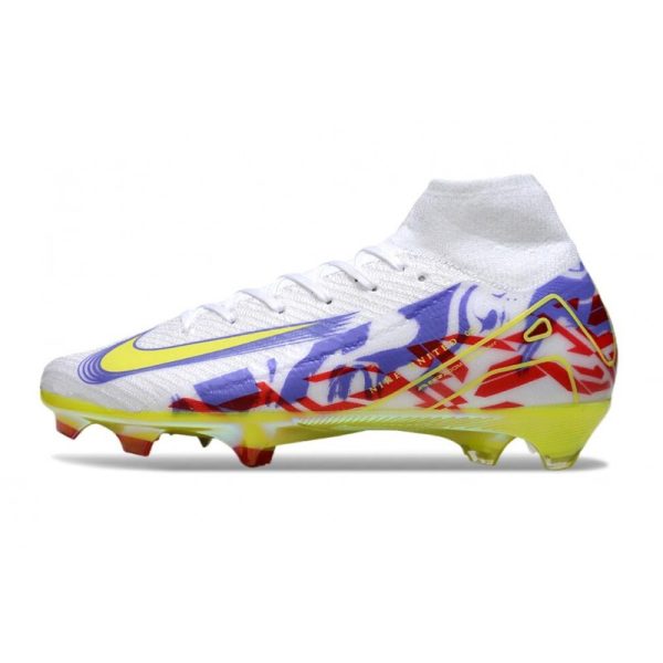 Nike Zoom Mercurial Superfly 10 Elite FG Blanc Violet Jaune Rouge