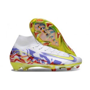 Nike Zoom Mercurial Superfly 10 Elite FG Blanc Violet Jaune Rouge