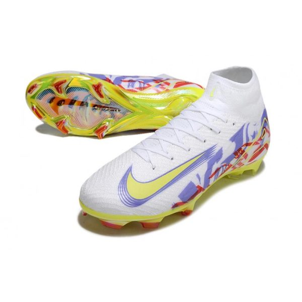 Nike Zoom Mercurial Superfly 10 Elite FG Blanc Violet Jaune Rouge