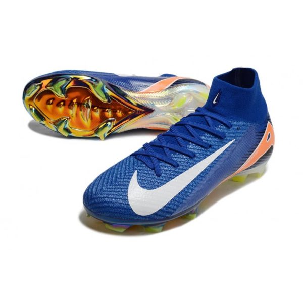 Nike Zoom Mercurial Superfly 10 Elite FG Bleu Blanc Orange