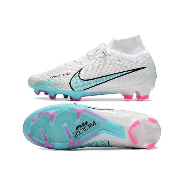 Nike Zoom Mercurial Superfly 9 Elite FG Chaussure Blanc Bleu Baltique Rose Indigo Brume