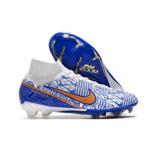 Nike Zoom Mercurial Superfly 9 Elite FG Chaussure Blanc Bleu Or