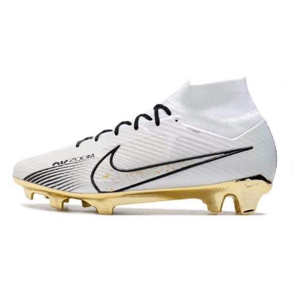 Nike Zoom Mercurial Superfly 9 Elite FG Chaussure Blanc Or