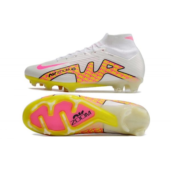 Nike Zoom Mercurial Superfly 9 Elite FG Chaussure Blanc Rose Jaune