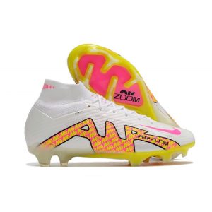 Nike Zoom Mercurial Superfly 9 Elite FG Chaussure Blanc Rose Jaune