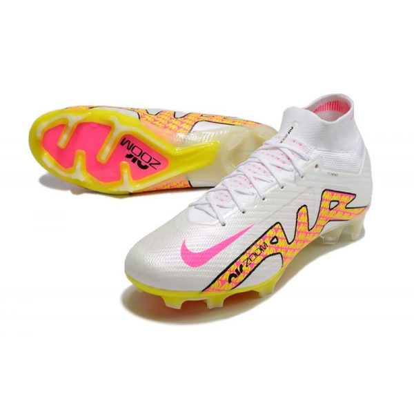 Nike Zoom Mercurial Superfly 9 Elite FG Chaussure Blanc Rose Jaune