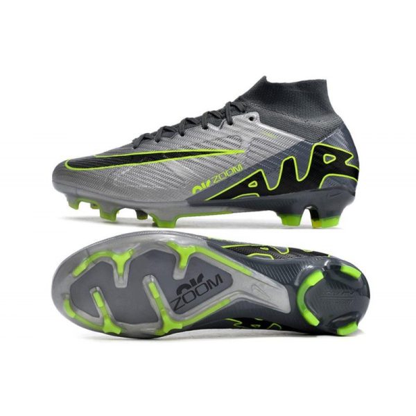 Nike Zoom Mercurial Superfly 9 Elite FG Chaussure Gris Noir Vert