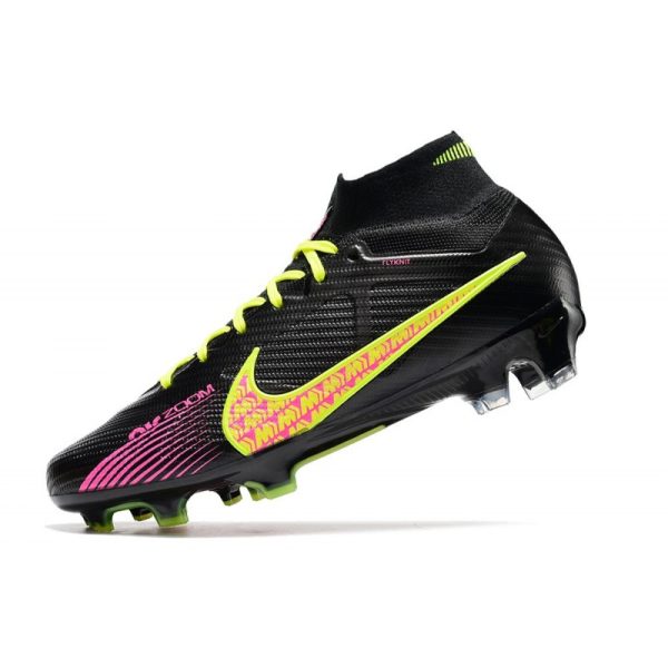 Nike Zoom Mercurial Superfly 9 Elite FG Chaussure Noir Rose Jaune